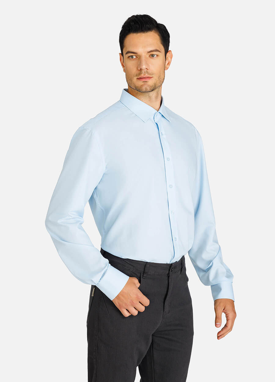 Men's Stand Collar light blue Shirt