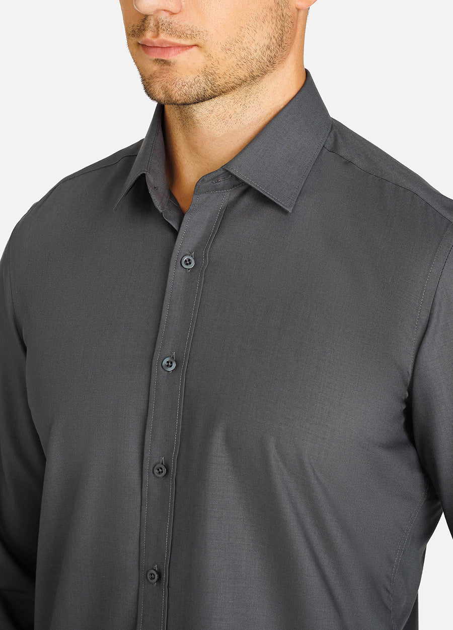 Men's Stand Collar Gray Shirt