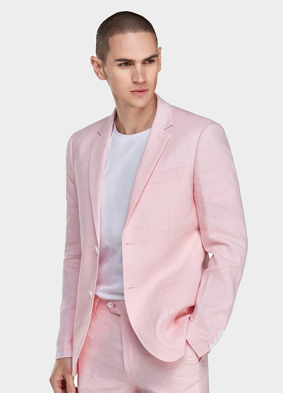 Pink men's linen suit