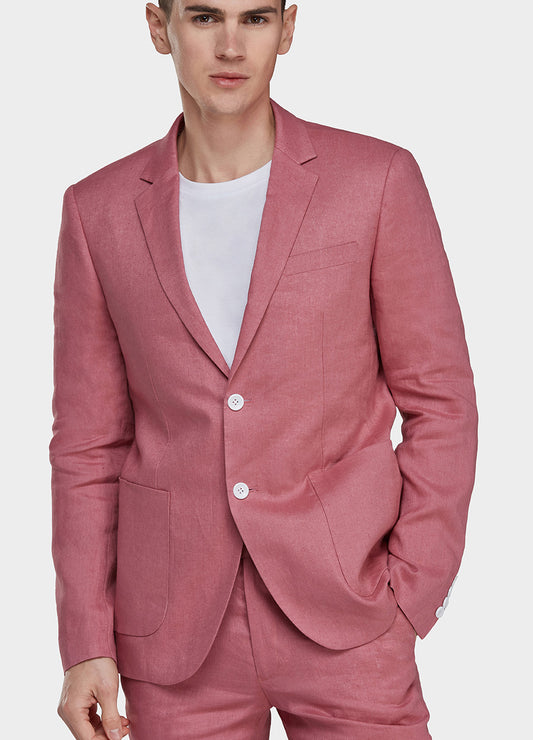 pink linen suit for men