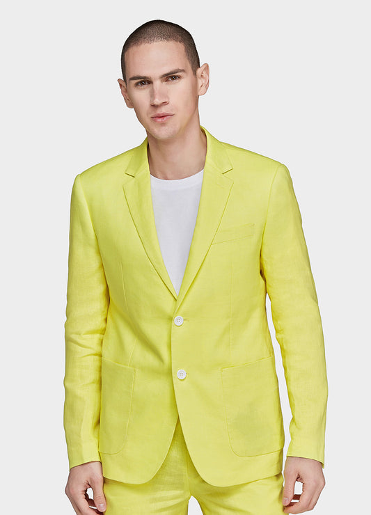 men's yellow linen suit