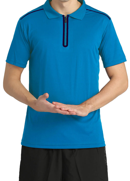 4POSE Men's Drak Blue Moisture Wicking Quick Dry Golf Workout Polo Shirt