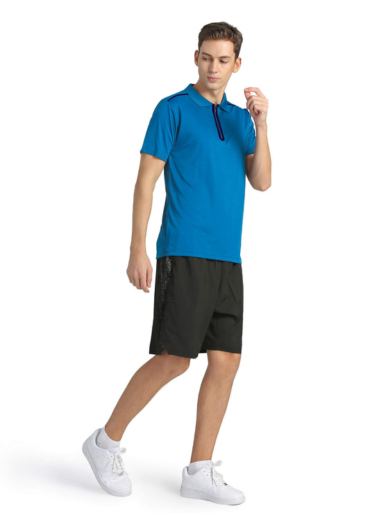 4POSE Men's Drak Blue Moisture Wicking Quick Dry Golf Workout Polo Shirt