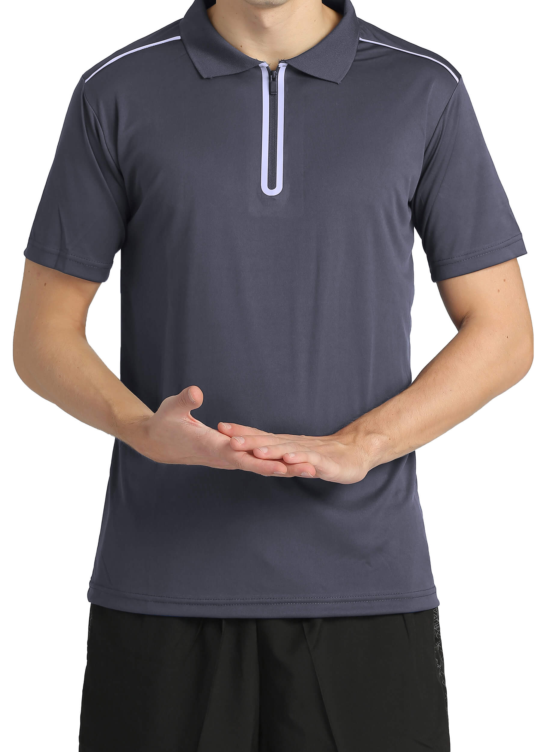 4POSE Men's Drak Grey Moisture Wicking Quick Dry Golf Workout Polo Shirt (Clearance)