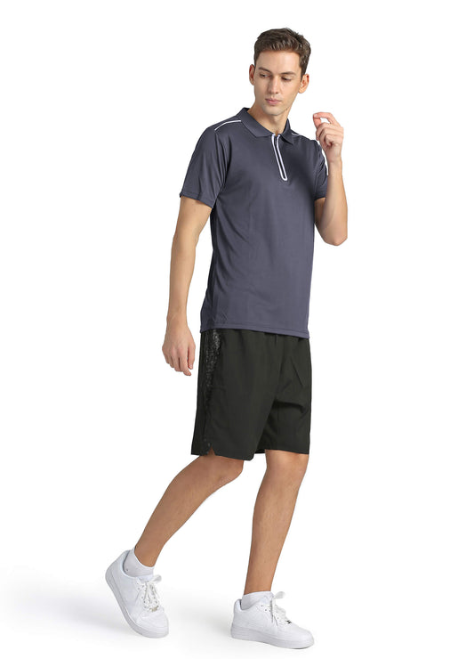 4POSE Men's Drak Grey Moisture Wicking Quick Dry Golf Workout Polo Shirt