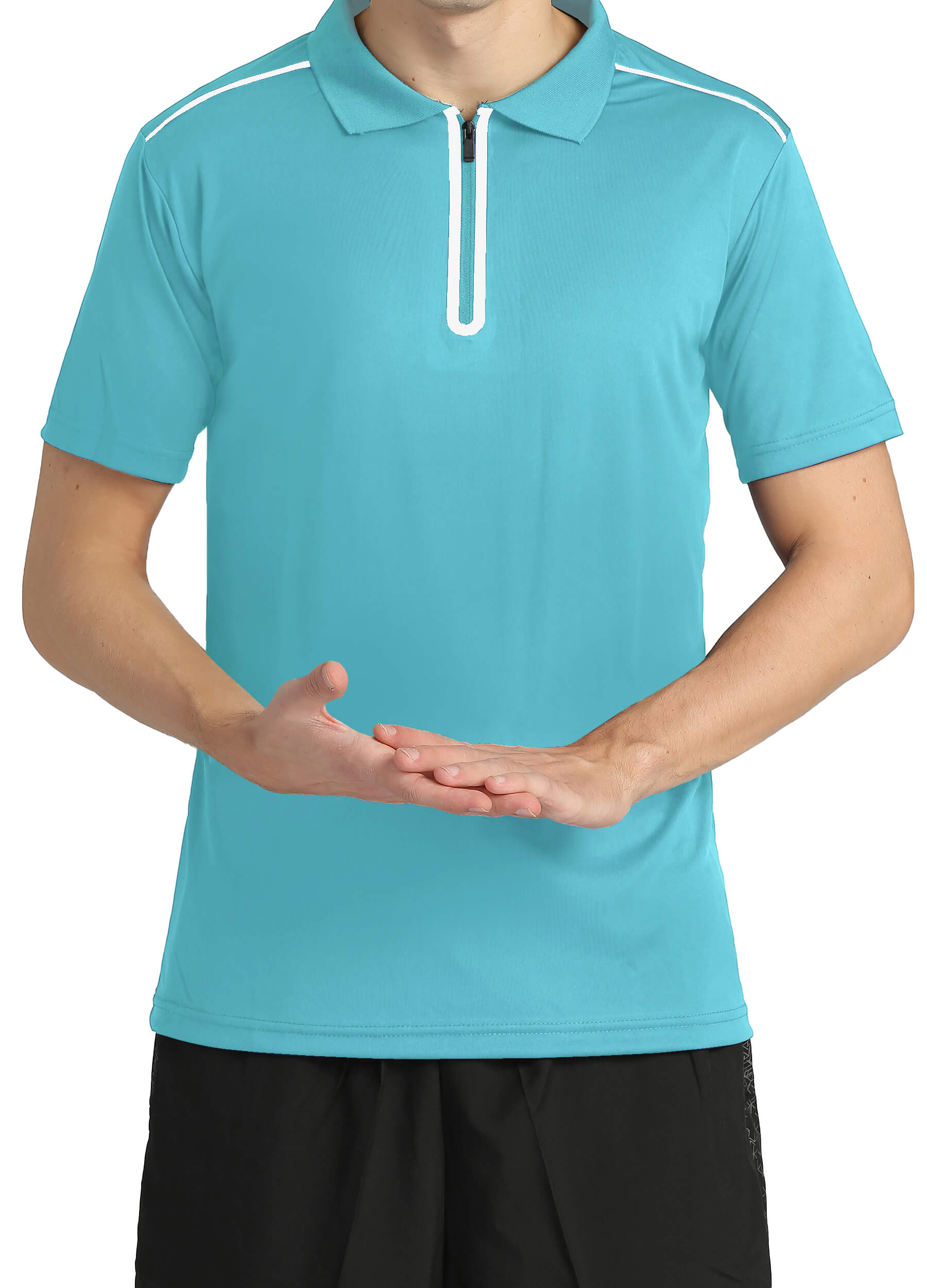 4POSE Men's Light Blue Moisture Wicking Quick Dry Golf Workout Polo Shirt (Clearance)