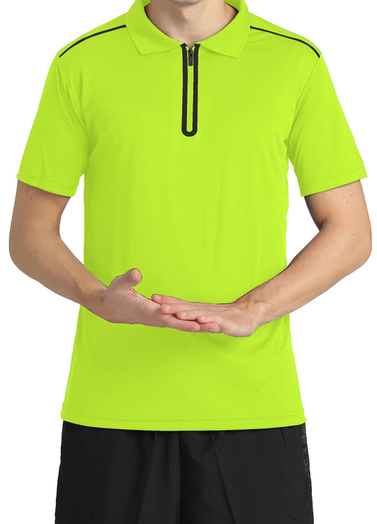 4POSE Men's Light Green Moisture Wicking Quick Dry Golf Workout Polo Shirt