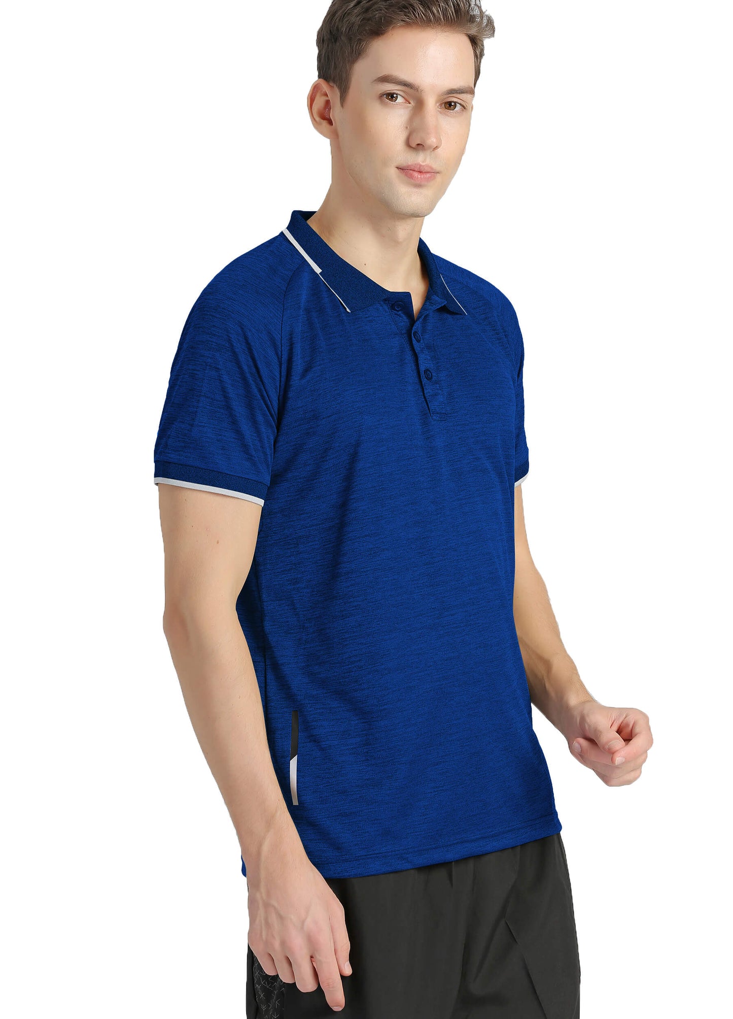 4POSE Men's Dark Blue Summer Sportswear Stretch Short Sleeve Polo Shirt