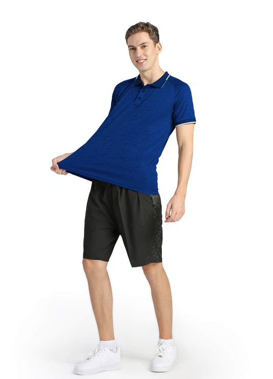 4POSE Men's Dark Blue Summer Sportswear Stretch Short Sleeve Polo Shirt