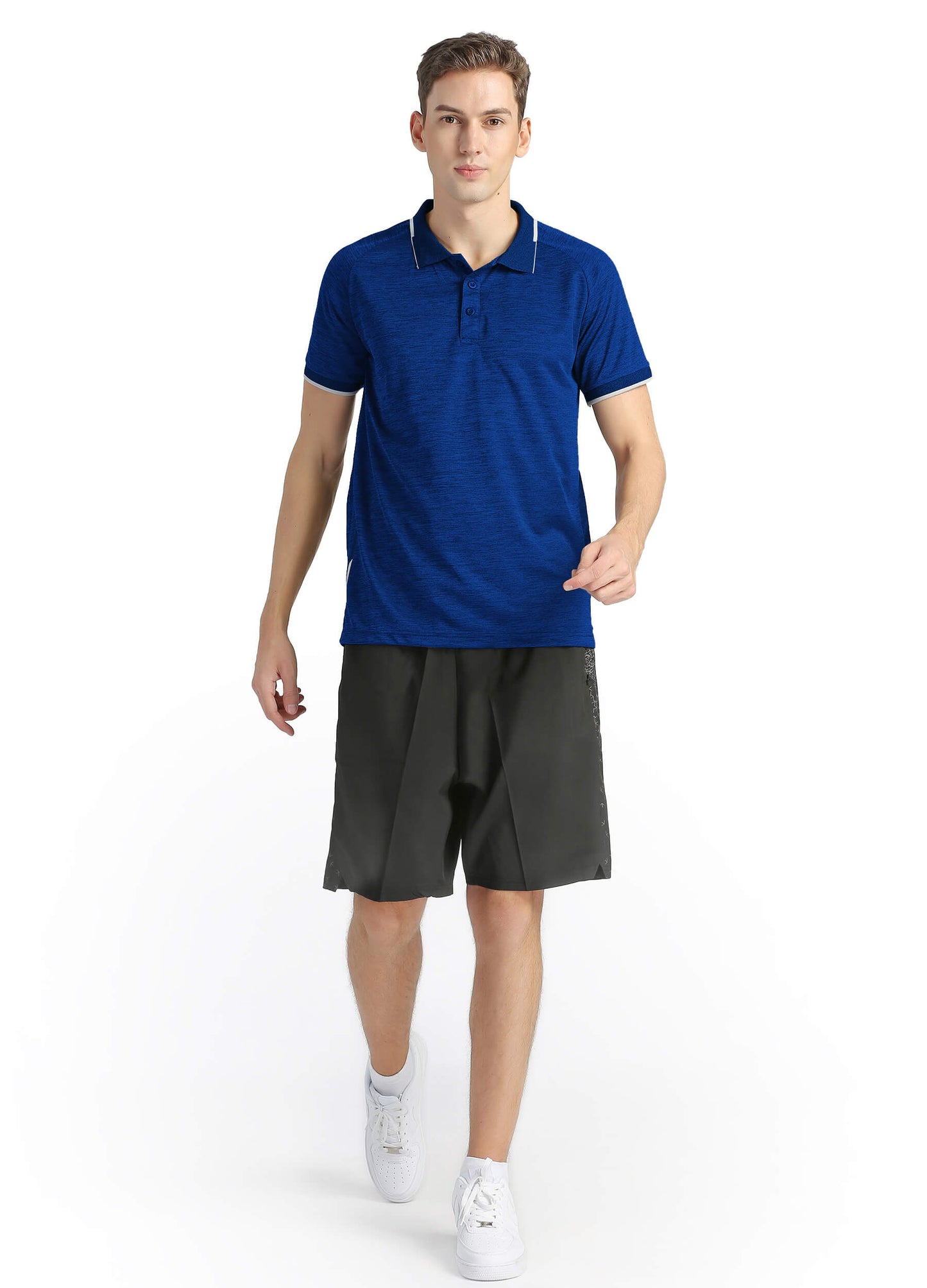 4POSE Men's Dark Blue Summer Sportswear Stretch Short Sleeve Polo Shirt