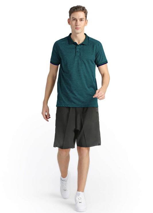 4POSE Men's Dark Green Summer Sportswear Stretch Short Sleeve Polo Shirt