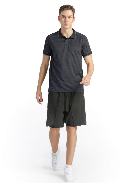 4POSE Men's Grey Summer Sportswear Stretch Short Sleeve Polo Shirt