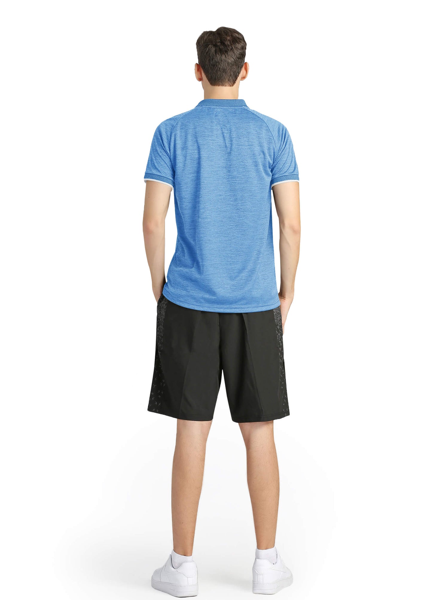 4POSE Men's Light Blue Summer Sportswear Stretch Short Sleeve Polo Shirt