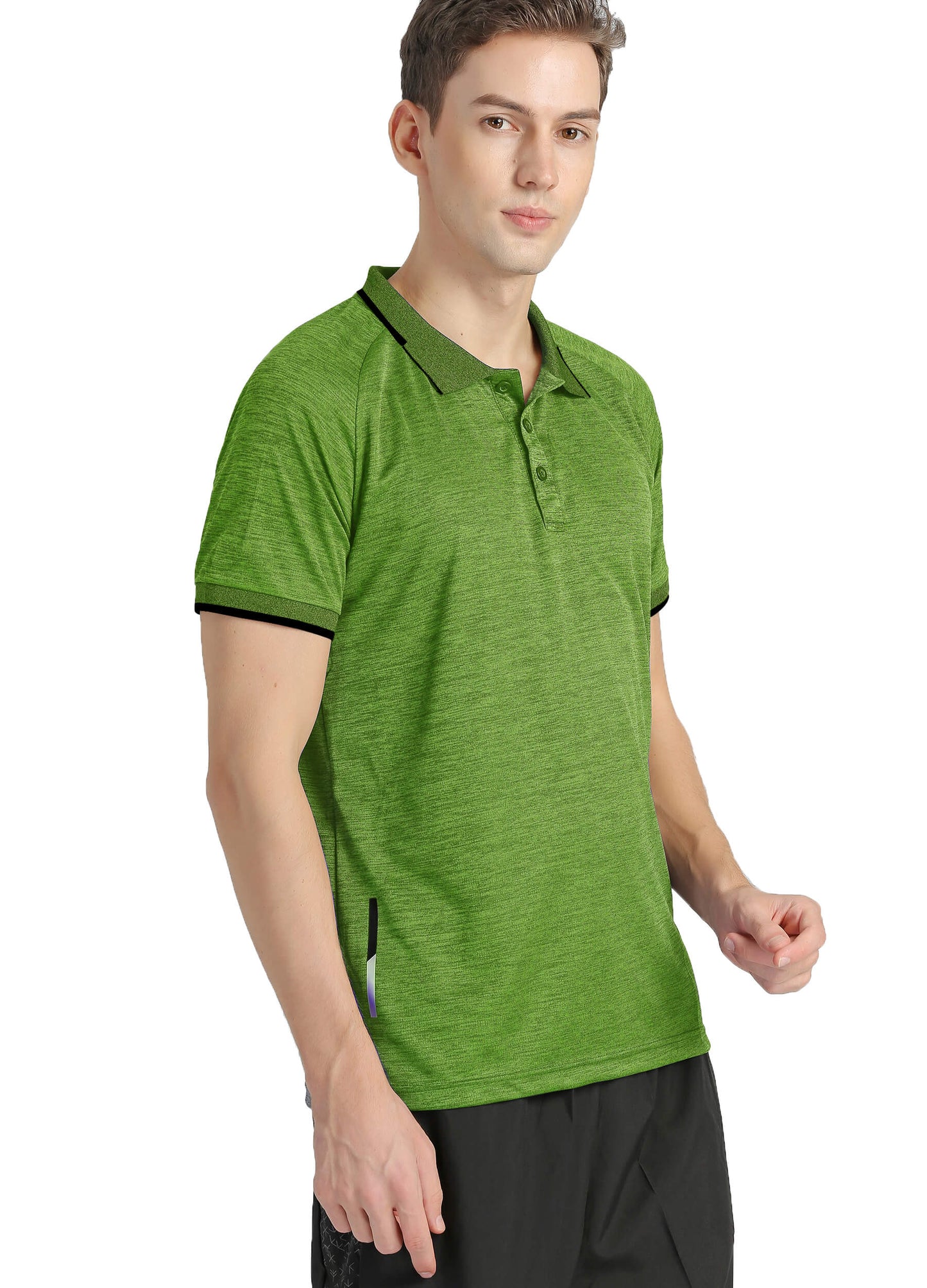 4POSE Men's Light Green Summer Sportswear Stretch Short Sleeve Polo Shirt