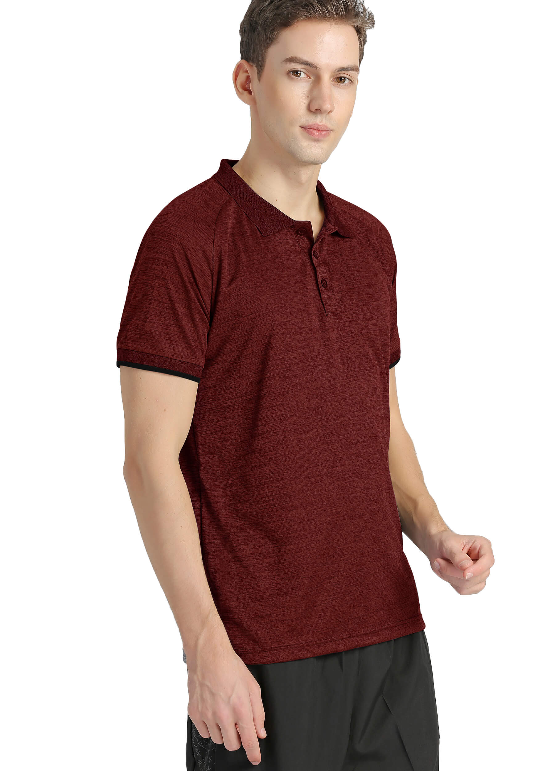4POSE Men's Red Summer Sportswear Stretch Short Sleeve Polo Shirt