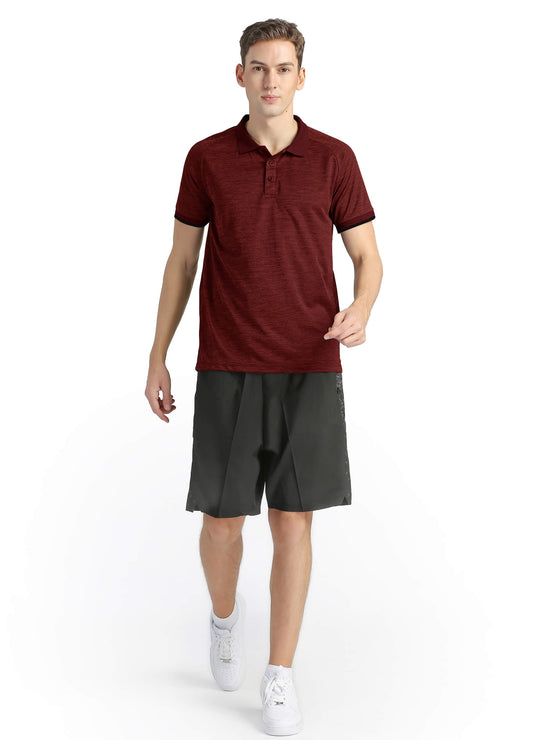 4POSE Men's Red Summer Sportswear Stretch Short Sleeve Polo Shirt