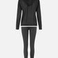 4POSE Women's Fall Zip Hooded Dual Pockets Jacket And Sidestripe Leggings Sportswear