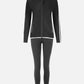 4POSE Women's Fall Zip Hooded Dual Pockets Jacket And Sidestripe Leggings Sportswear