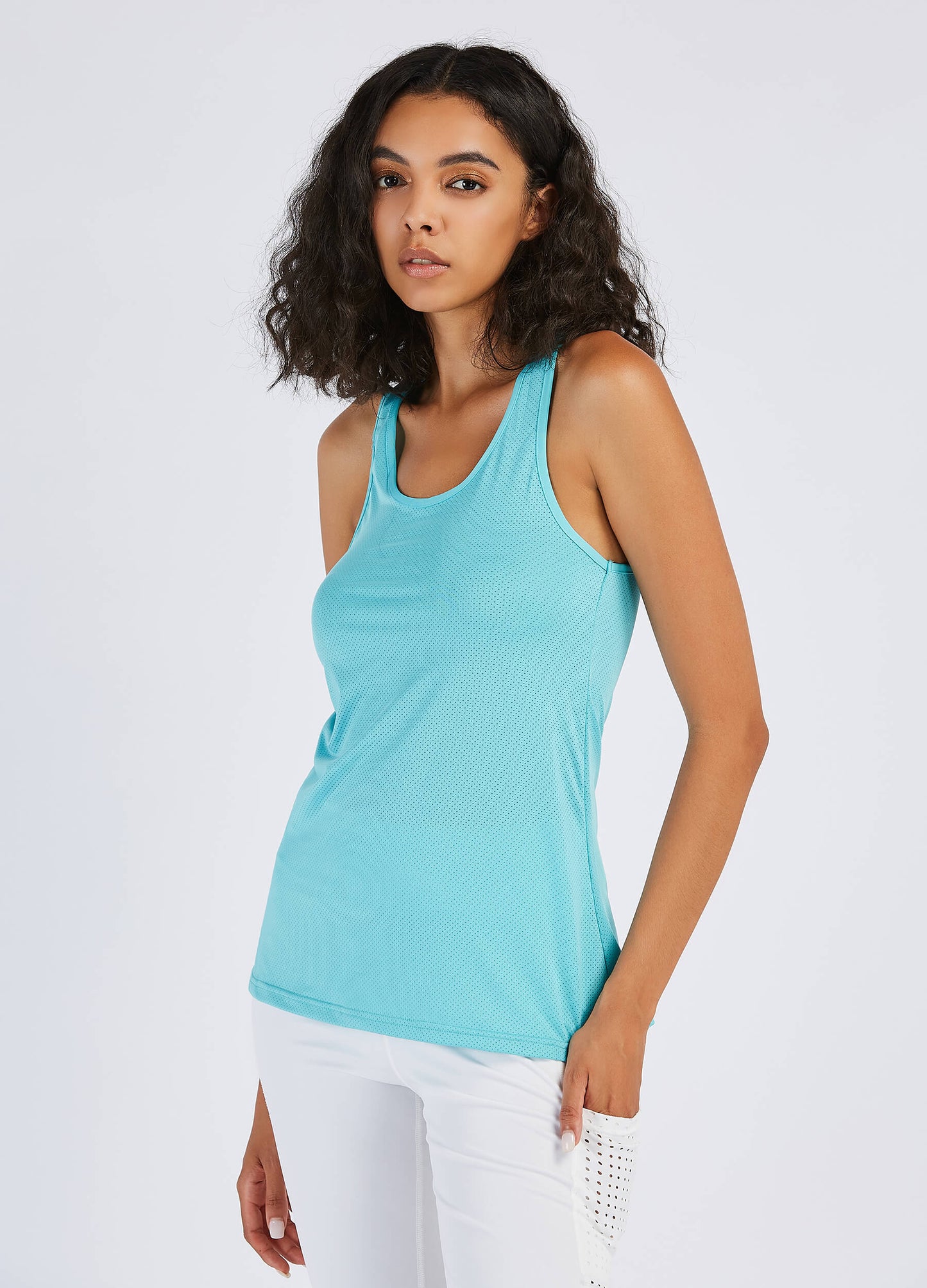 4POSE Women's Racerback Stretch Sleeveless Blue Sport Tank Top