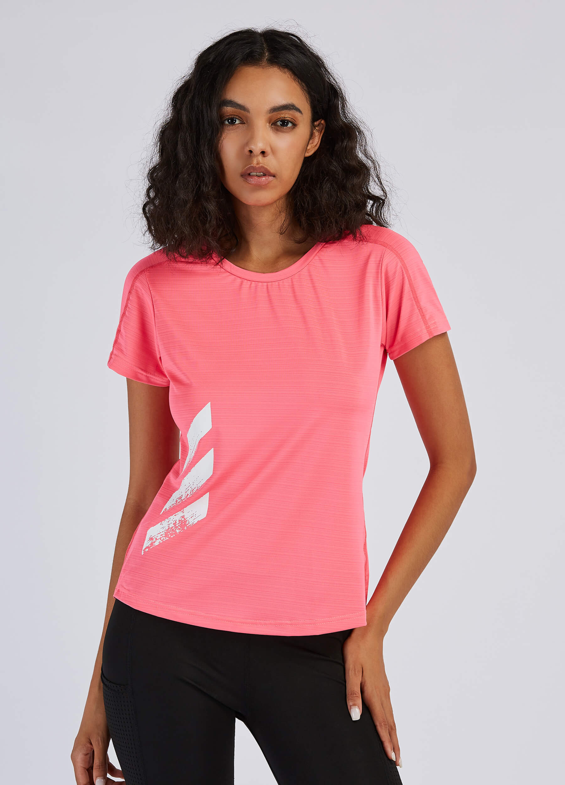 4POSE Women's Sport Shirt Summer Round Neck Quick Dry Pink Training Tee