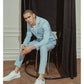 Light Blue Men Linen Suit