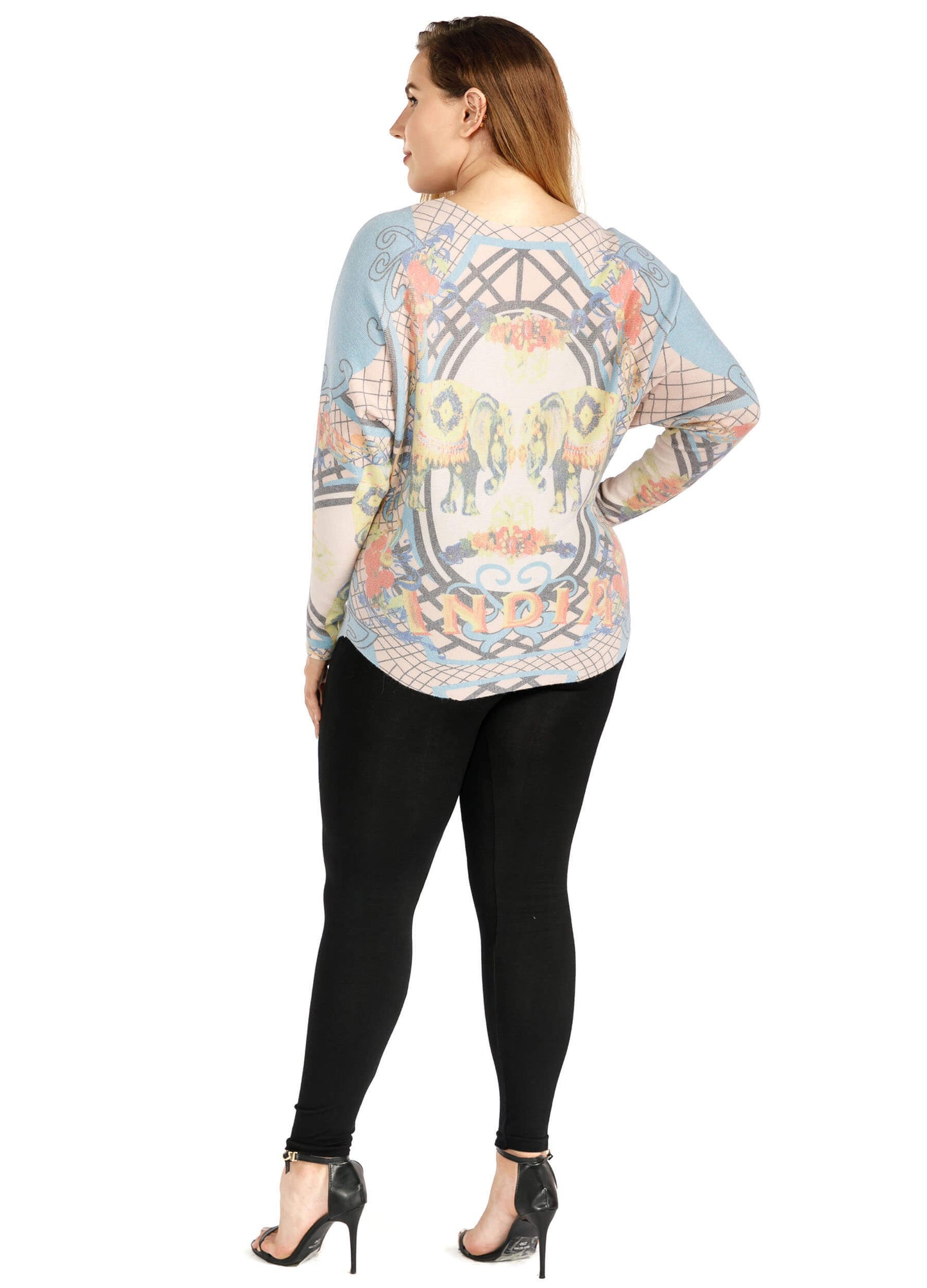 FINEPEEK Women's Fall Animal Print Round Neck Long Sleeve Sweater