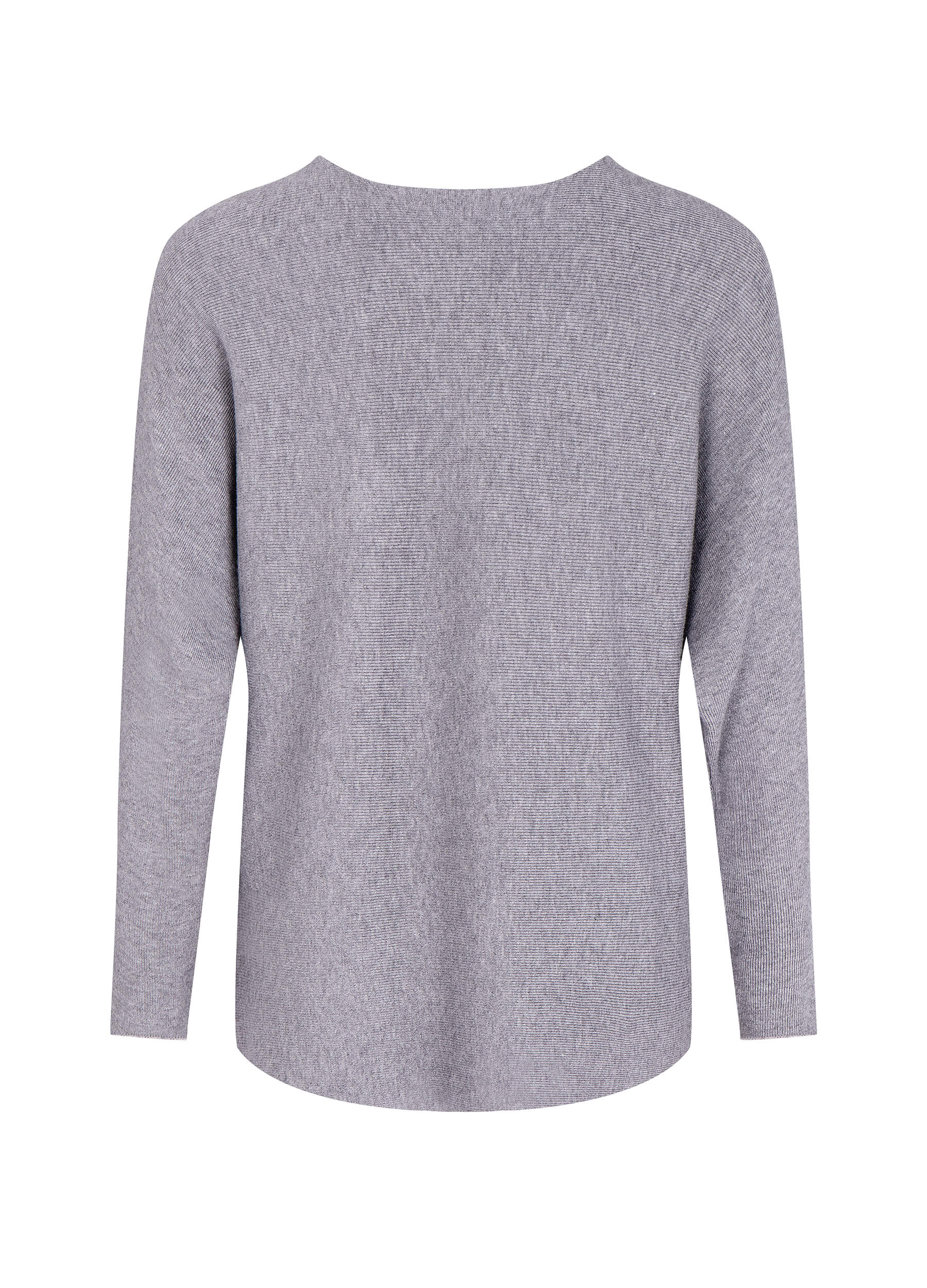 FINEPEEK Women's Fall Round Neck Drop Shoulder Long Sleeve Pullover Sweater-Grey