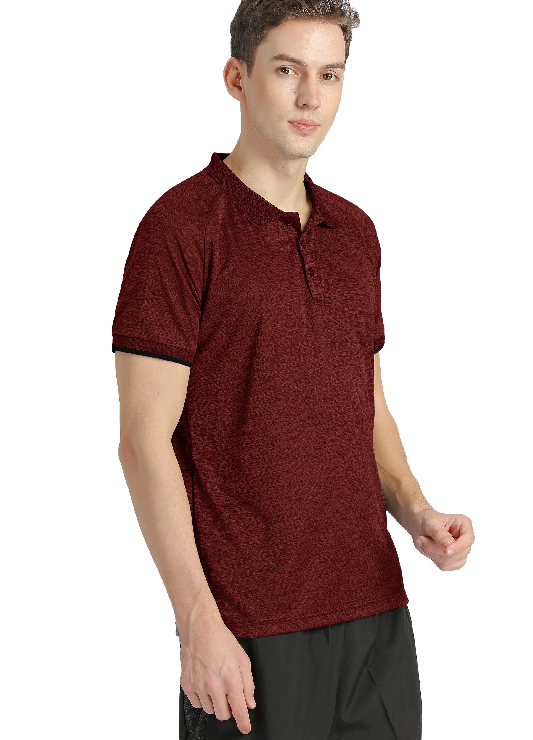 4POSE Men's Summer Quick Dry Stretch Polo Shirt-Dark red