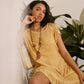 MECALA Women's Linen Dress with Wooden Four Leaves Clover Necklace(Clearance)