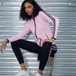 4POSE Women's Fall Zip Hooded Dual Pockets Jacket And Sidestripe Leggings Sport Set