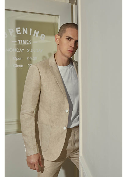 Men Kakhi Linen Suit
