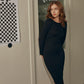 women's bodycon midi black dress