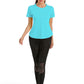 4POSE Women's Summer Round Neck Quick Dry Stretch Sport Blue T-Shirts