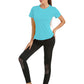 4POSE Women's Summer Round Neck Quick Dry Stretch Sport Light Blue T-Shirts
