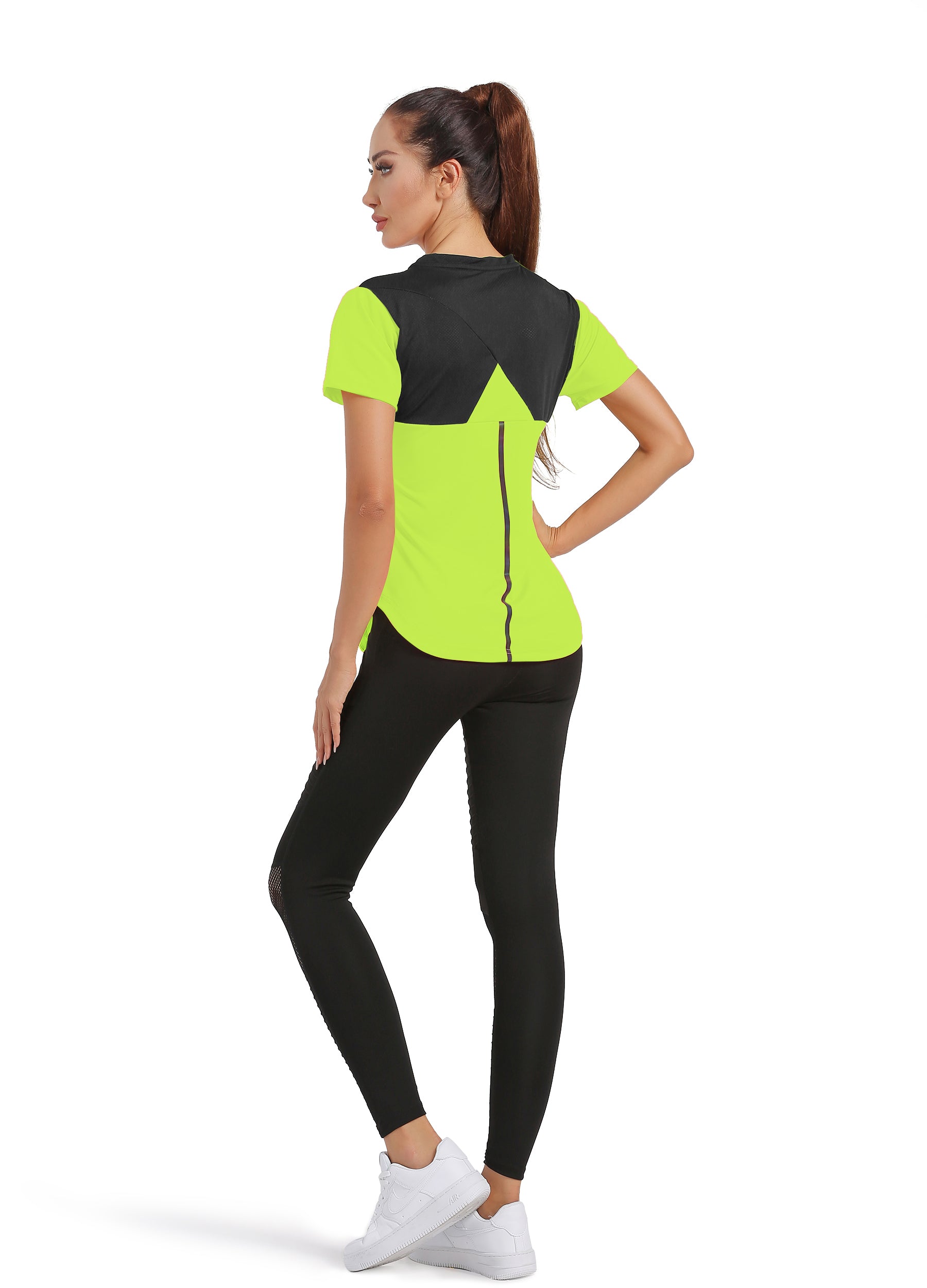 4POSE Women's Summer Round Neck Quick Dry Stretch Sport T-Shirts Green