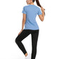 4POSE Women's Latest Summer QUICK Dry Tound Neck Stretch Blue Training Tee
