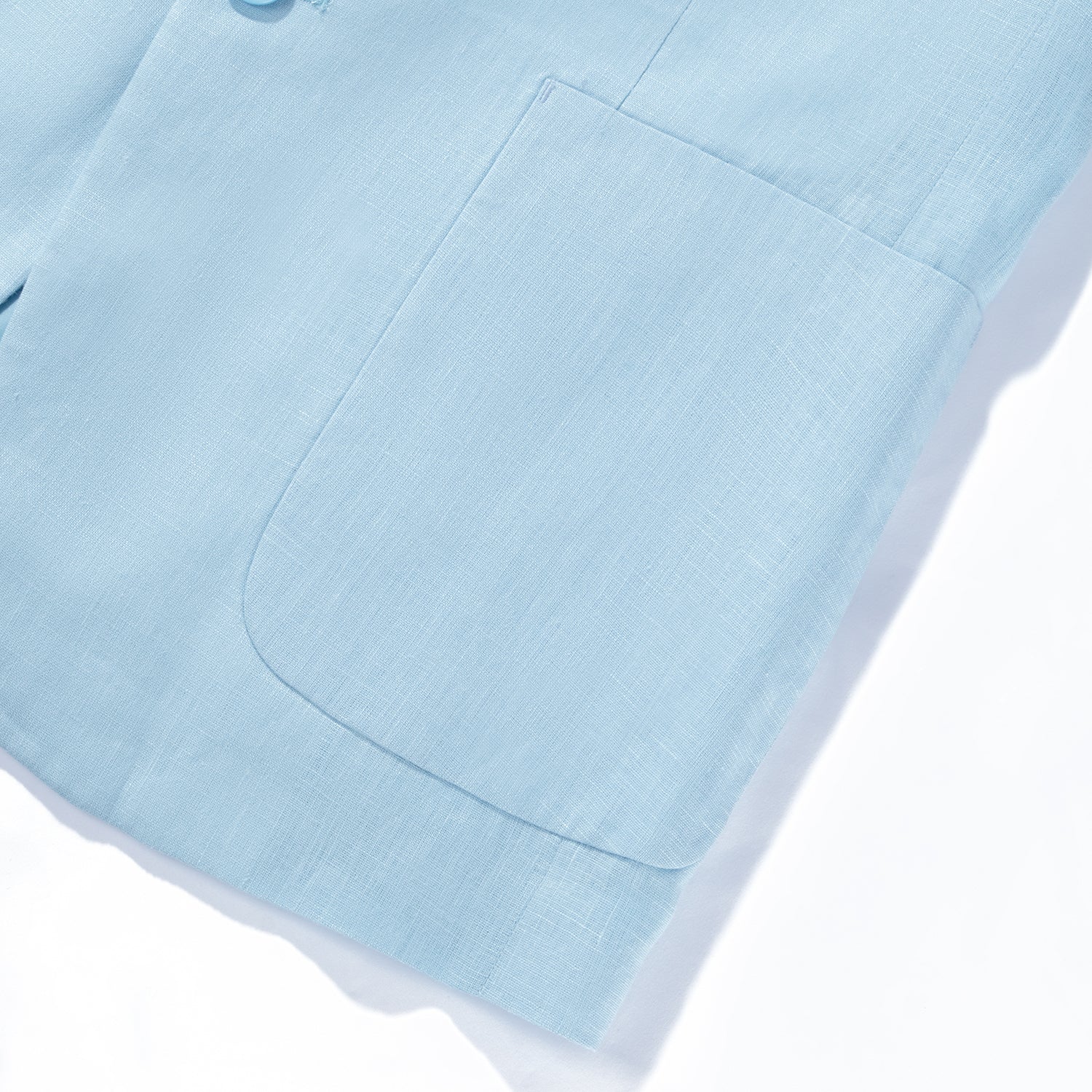 1PA1 Men's 100% Linen Light Blue Jacket Trousers 2-Pieces Suit Set