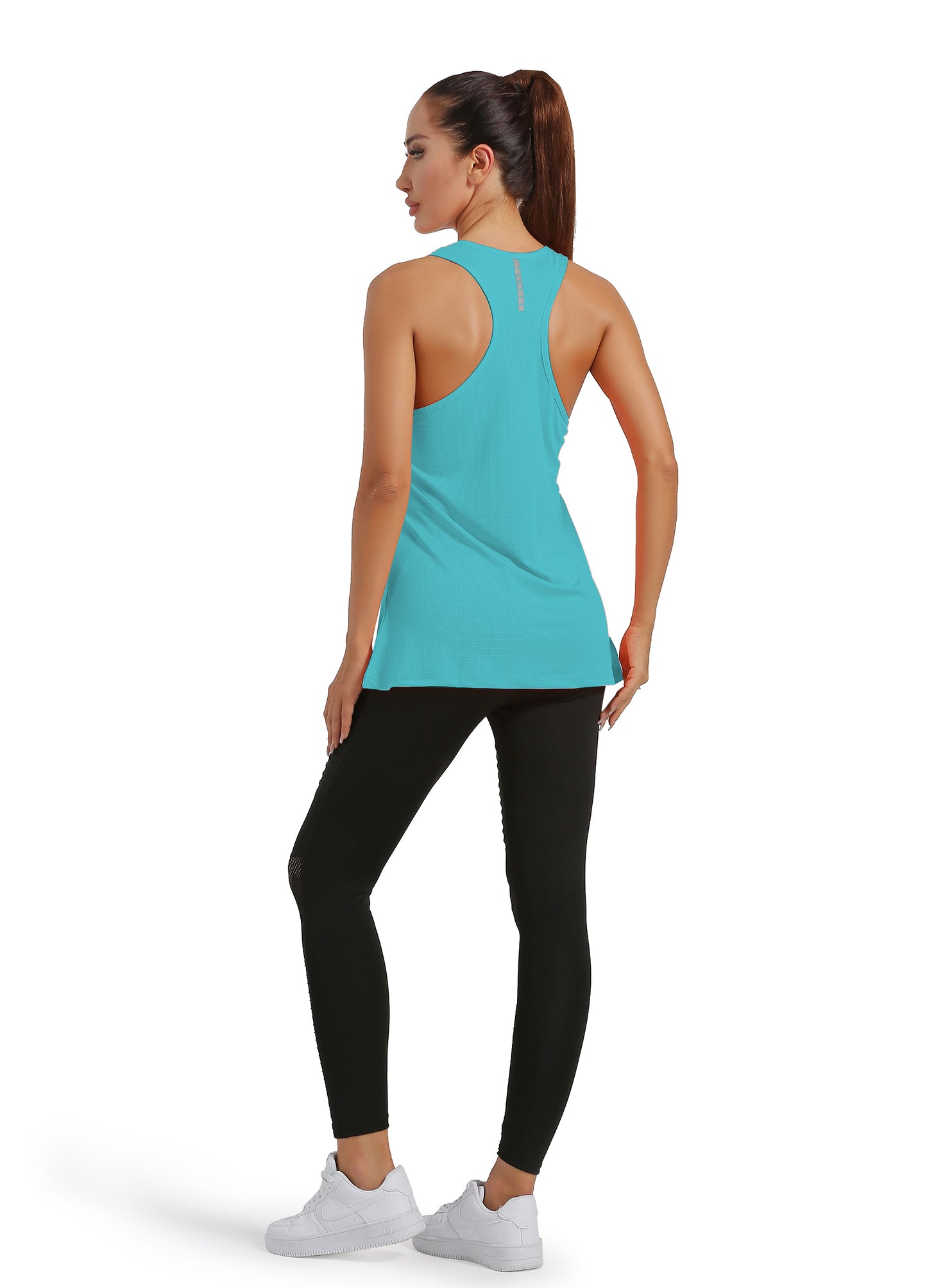 4POSE Women's Racerback Stretch Sleeveless Blue Sport Tank Top