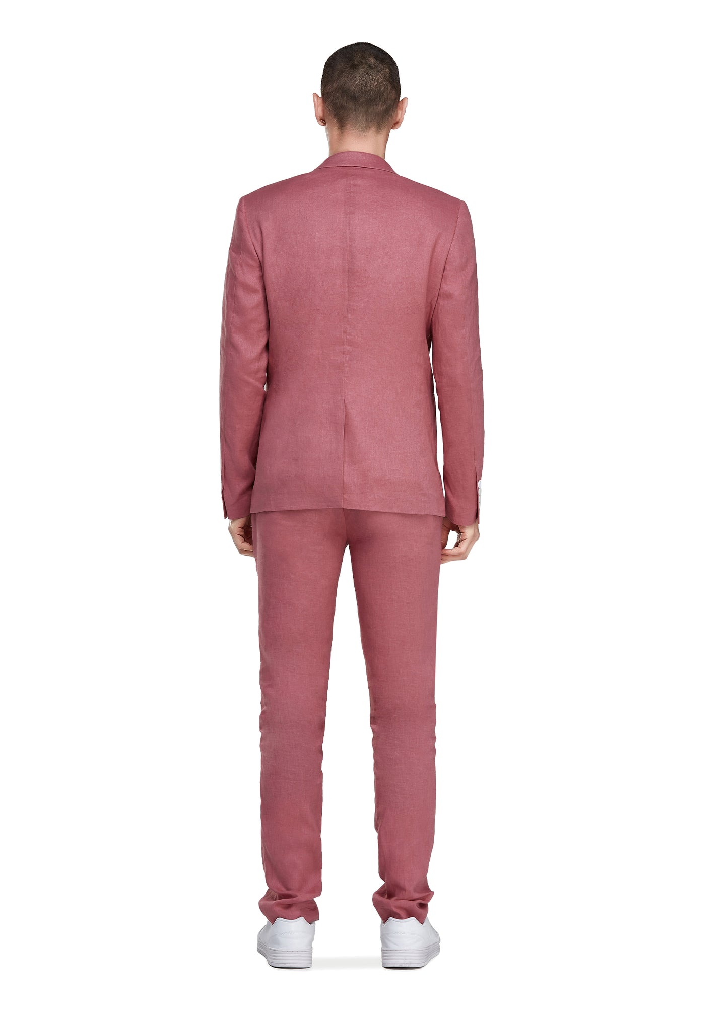 1PA1 Men's Linen Red Jacket Trousers 2-Pieces Suit Set