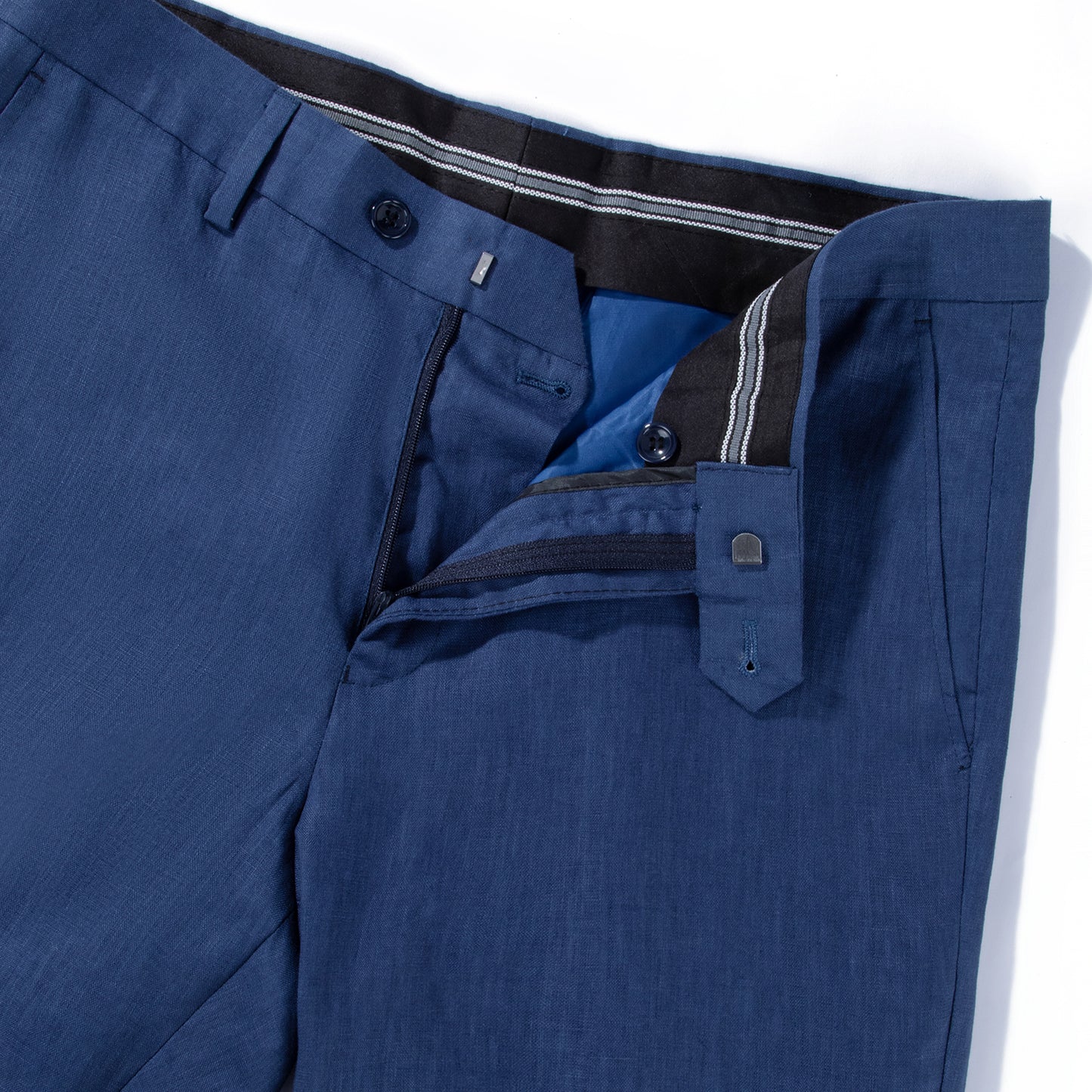 1PA1 Men's Linen Dark Blue Jacket Trousers 2-Pieces Suit Set