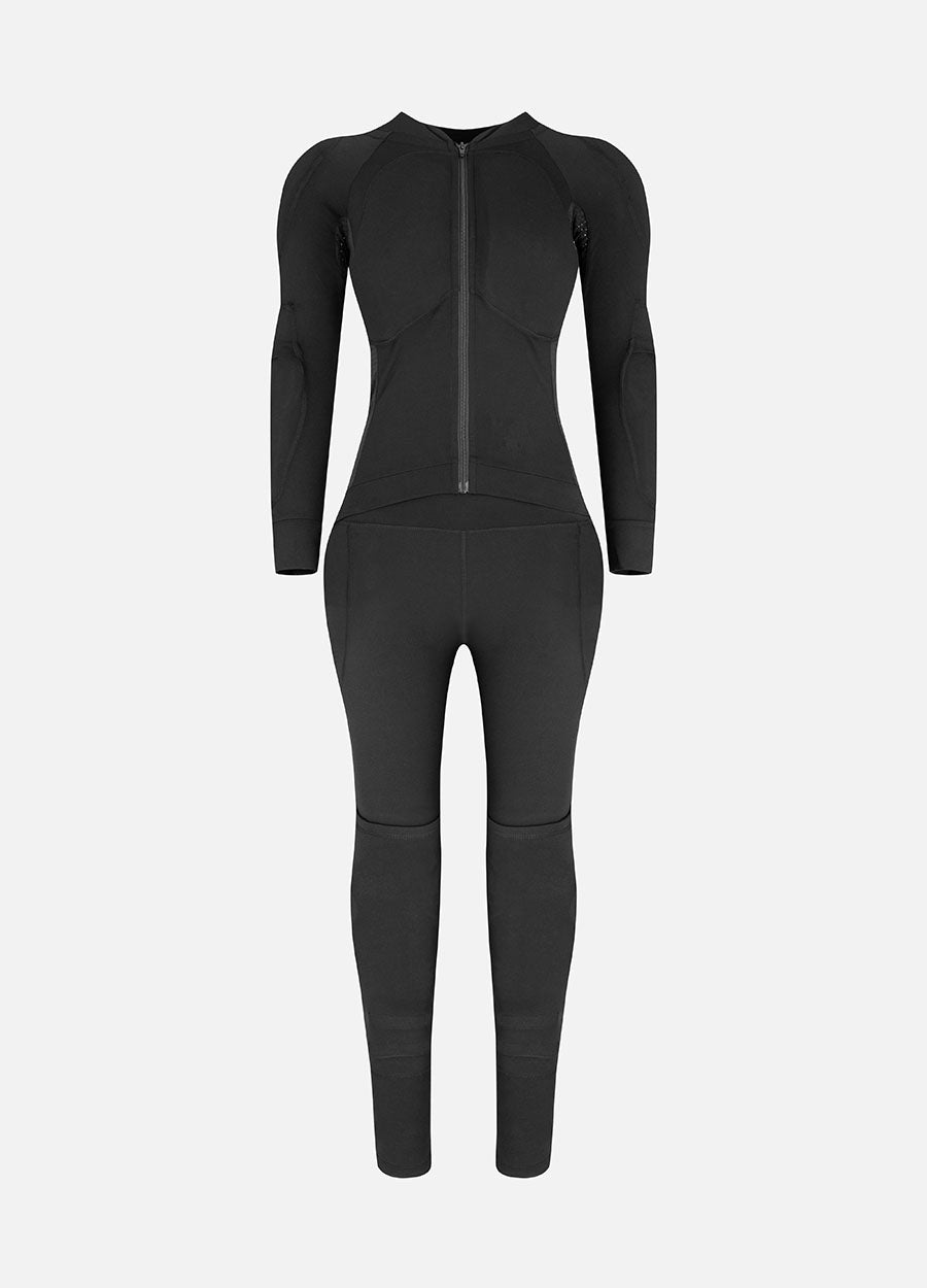 4POSE Women 2 Piece Slim Fit Motorcycle Base Layer Riding Suit with  Protector Inserts Black L