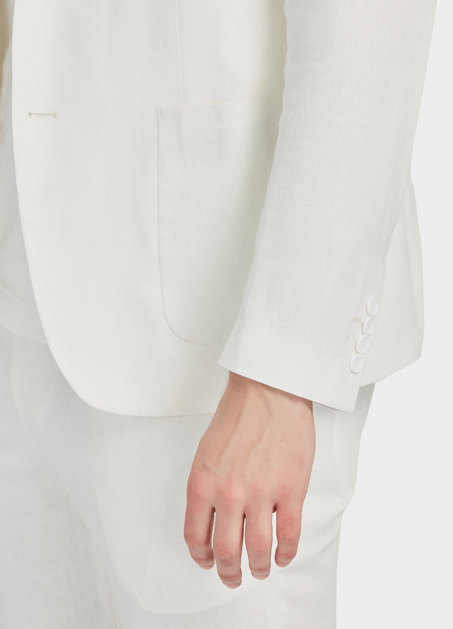 1PA1 Men's Linen Lapel Two-Button Plain Blazer Suits
