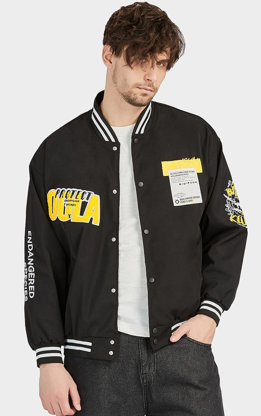 OOLA Unisex Fashion Baseball Jacket Endangered Animal Protection Theme Coat