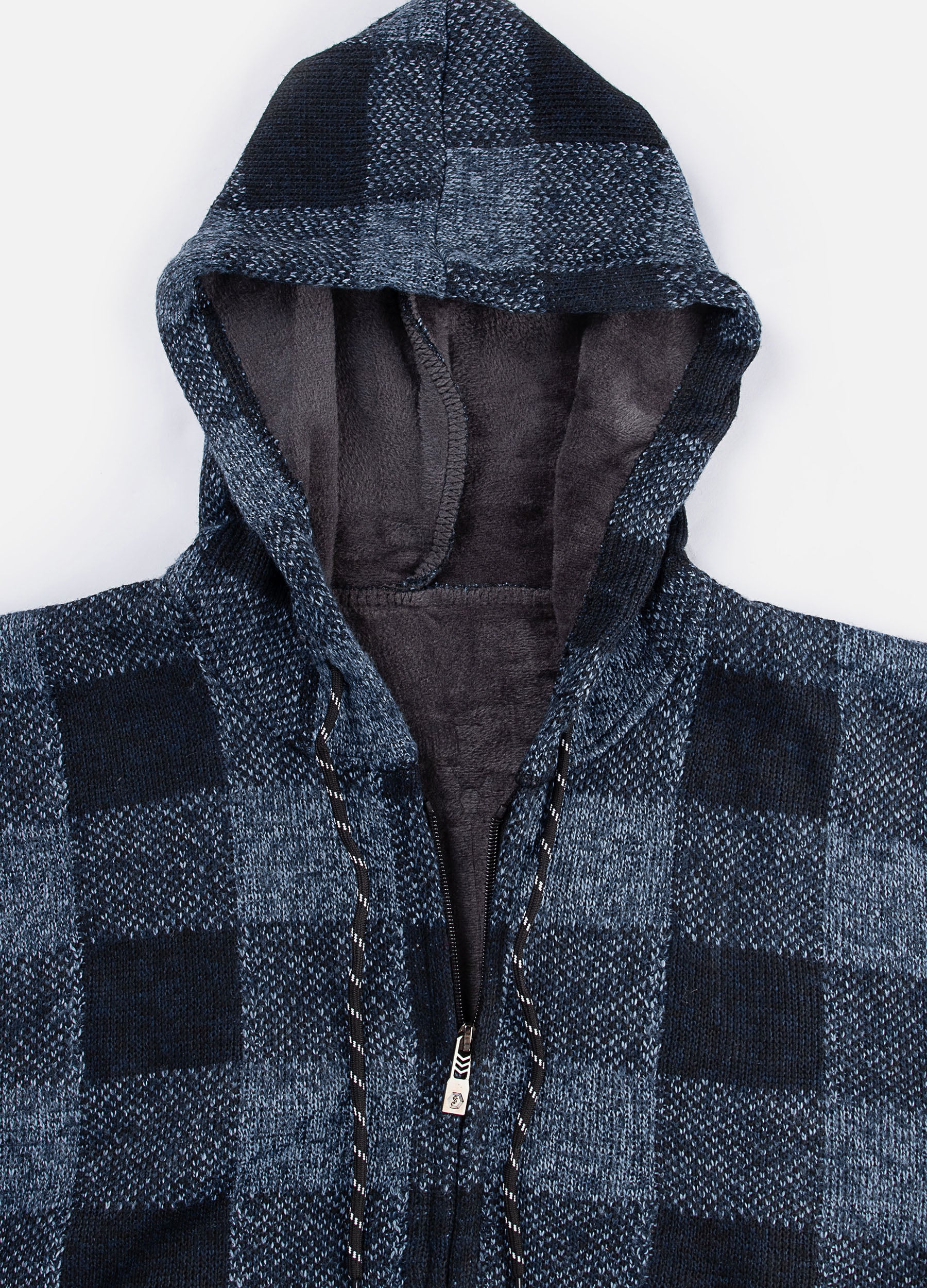 1PA1 Men's Zip Up Fleece Hooded Plaid Jacket Casual Hoodie Sweatshirt Coat