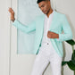 1PA1 Men's Linen Plain Lapel Two Buttons Suit Blazer