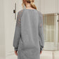 MECALA Women's Above-the-Knee Dress Hollowed Lace Drop Shoulder Long Sleeve Pullover Sweatshirt Dress-back view