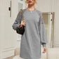 MECALA Women's Above-the-Knee Dress Hollowed Lace Drop Shoulder Long Sleeve Pullover Sweatshirt Dress-detail