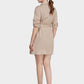 MECALA Women's Rolled Up Sleeve Button Front Midi Shirt Dress