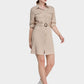 MECALA Women's Rolled Up Sleeve Button Front Midi Shirt Dress