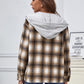 MECALA Women's Casual Long Sleeve Plaid Print Hooded Overshirts With Drawstring-back view